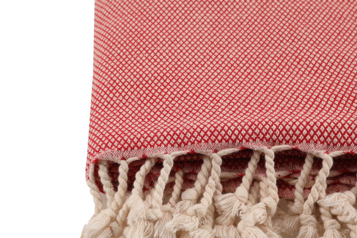 Mijölnir Toalla de Playa Fouta 100% Algodón Roja, 95x190cm, Diseño Panal, Absorbente y Suave para el Verano